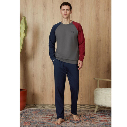 Мужская пижама темно-синяя с двухцветными рукавами Doreanse 4814