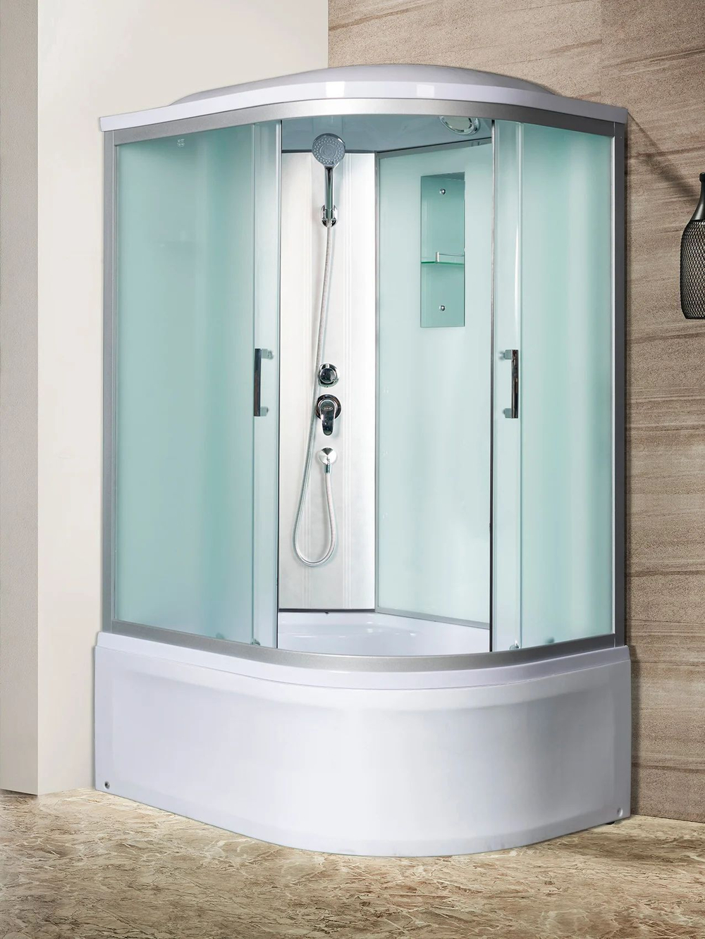 Душевая кабина RIVER  DESNA 120/90/44 MT L 120х90 см,  матовое стекло, поддон высокий, зеркало, левосторонняя