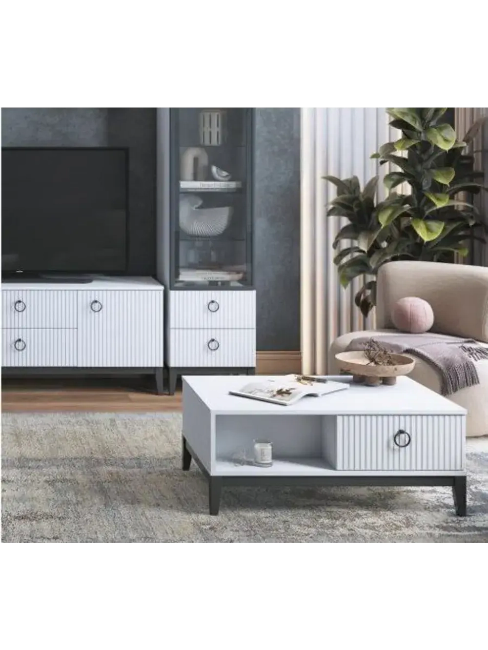 Журнальный столик Белый Шарлиз, 90,2х57,4х38,2 см