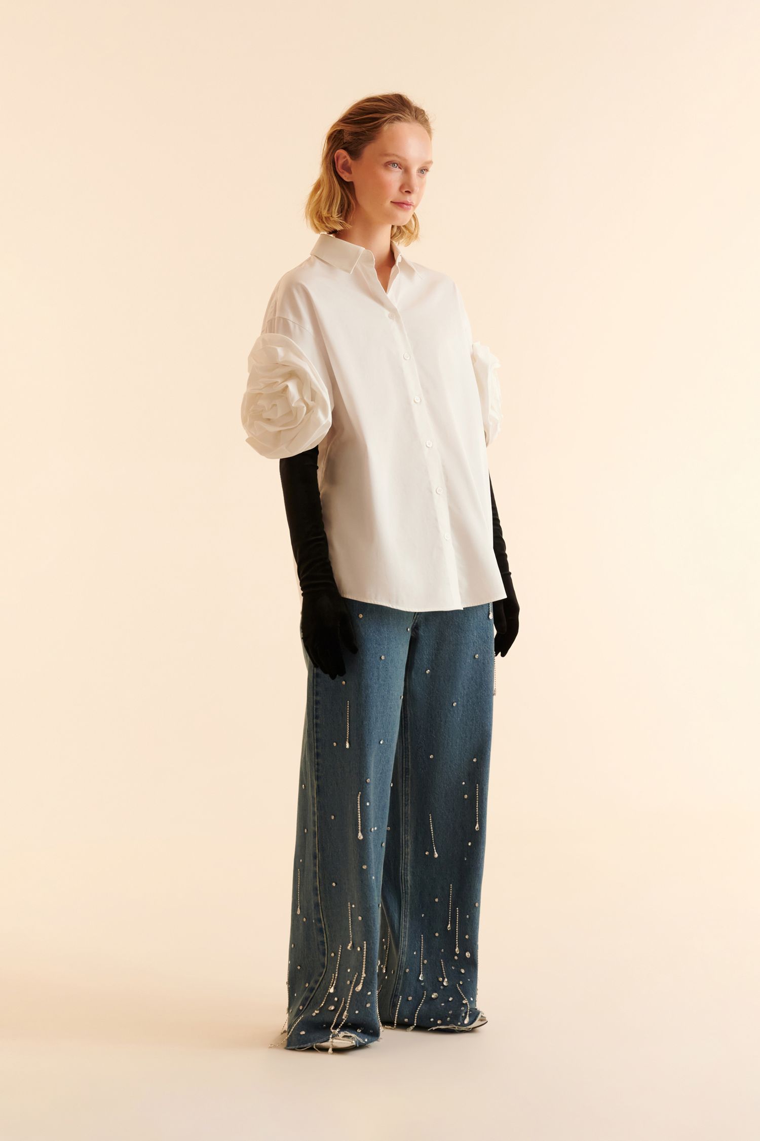 Рубашка с объемными рукавами (CHOUX ROSE), белая