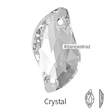 Стразы пришивные, S-shape, Crystal, 001, 10*20mm, (36 ea/pkg), 5A+, (F2)