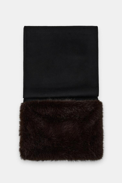 ZARA ОДНОТОННЫЙ ШАРФ ИЗ ШЕРСТИ С МЕХОВЫМ ЭФФЕКТОМ, ЧЕРНЫЙ