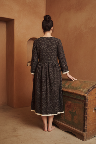 Уютное двубортное платье из теплого хлопка