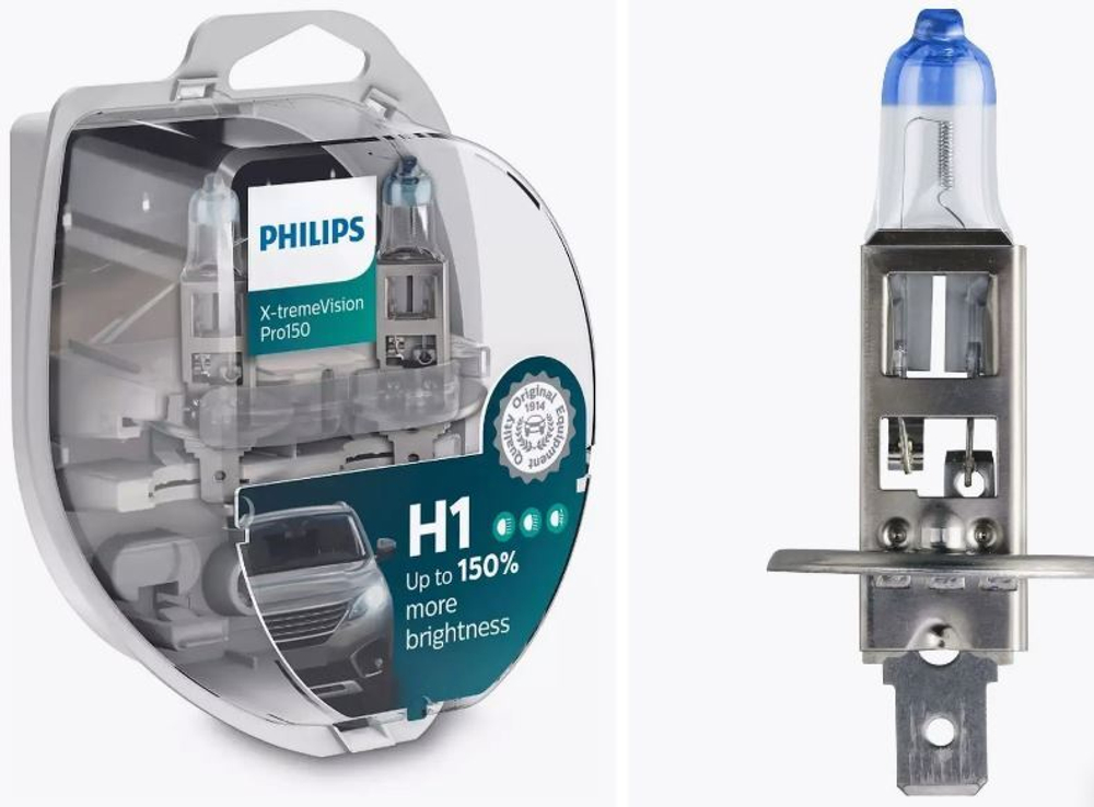 Автолампа H1 12V 55W Philips +150% X-treme Vision Pro150 (P14,5s) (кт2шт) P-12258XVPS2