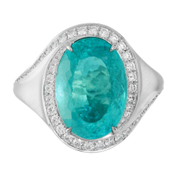 Кольцо с Турмалином Параиба и Бриллиантами, Эмаль, R0143-09/2