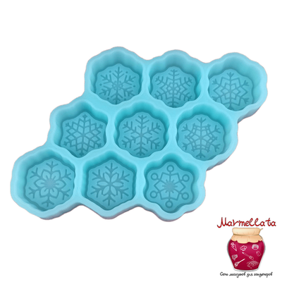 Силиконовая форма 3D "Снежинки. конфетки" №2