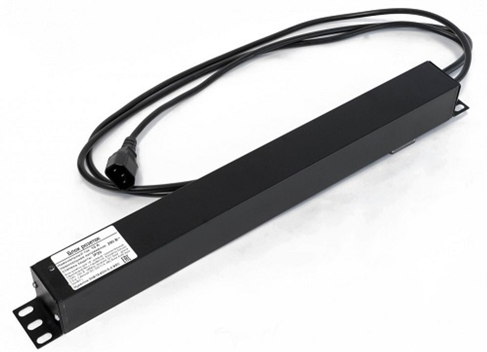 Блок розеток 19", 8 розеток Hyperline SHE19-8SH-S-2.5IEC