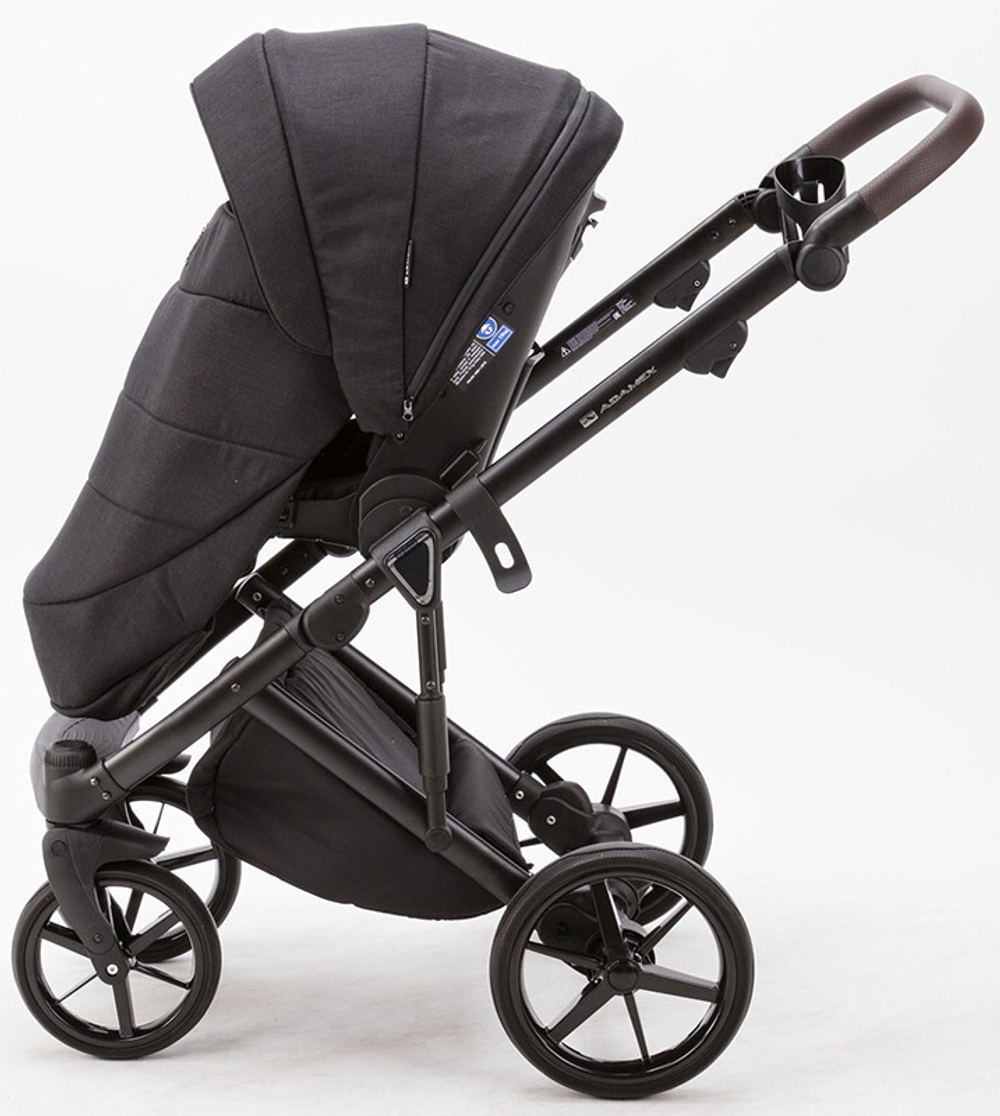 Детская коляска Adamex Marco 2 в 1 GA11 (ЧЕРН. ТК. + ЧЕРН. БЛЕСК.КОЖ.ОТД.)