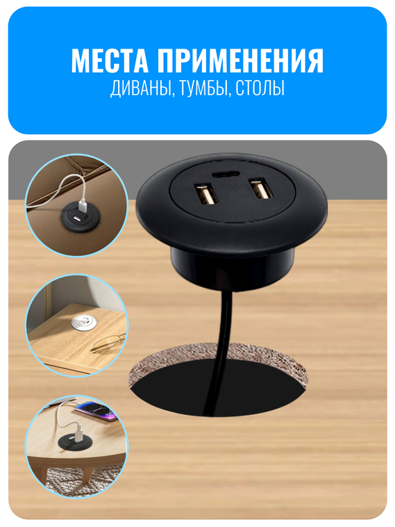 Розетка врезная USB+Type-C Smart Aura