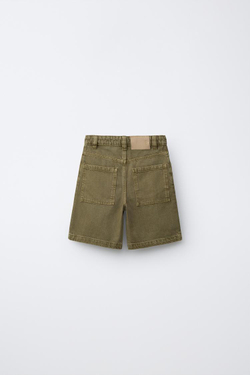 ZARA ШОРТЫ-БЕРМУДЫ RELAXED BAGGY, ЗЕЛЕНЫЙ