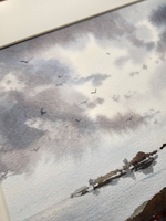 Картина авторская акварельная в паспарту 30х40 см на стену для интерьера "Ладога суровая! Ладога любимая!