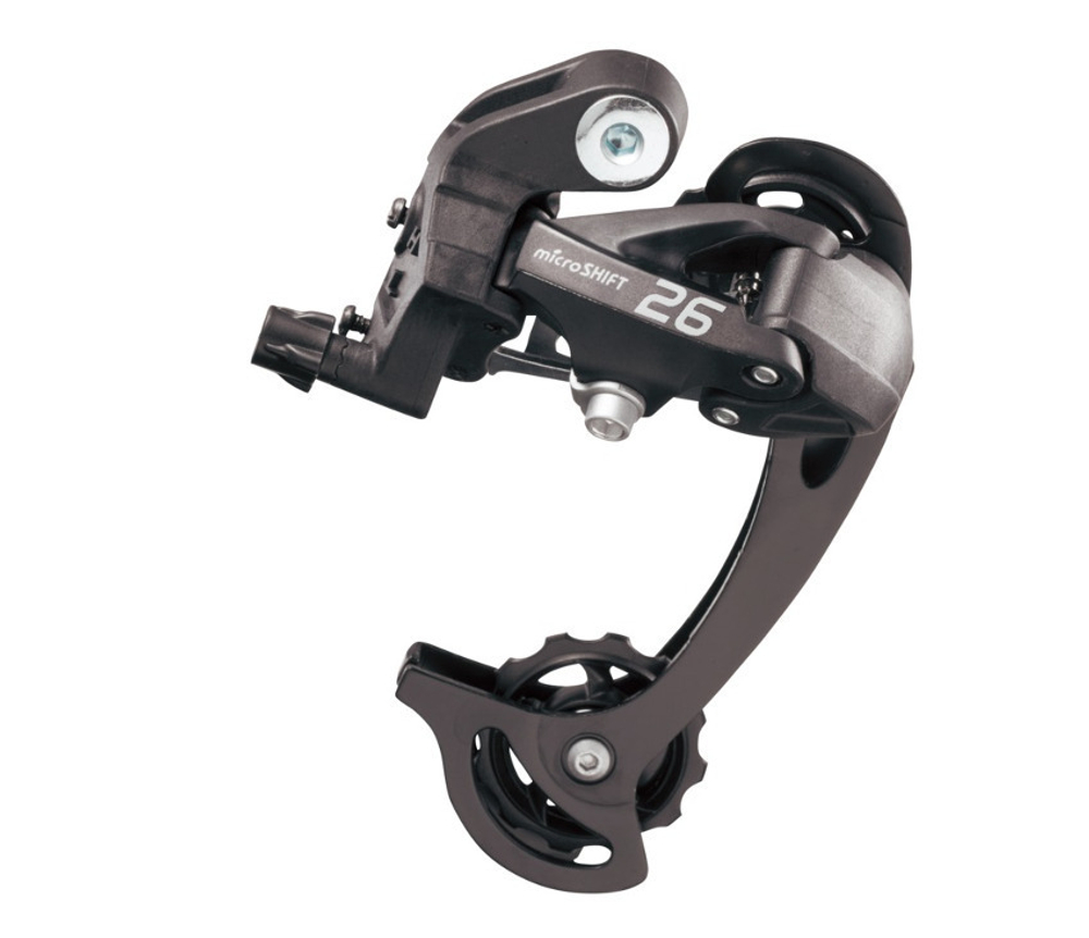 Переключатель задний Microshift RD-M26L на 7-8 скоростей, для 11-34 зубьев, для 2-3 скор. передней звезды, длинная лапка, ёмкость 45 зубьев, крепление под болт