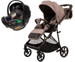 Прогулочная коляска Peppy Amici с автокреслом First Black Sandstone рама Greige