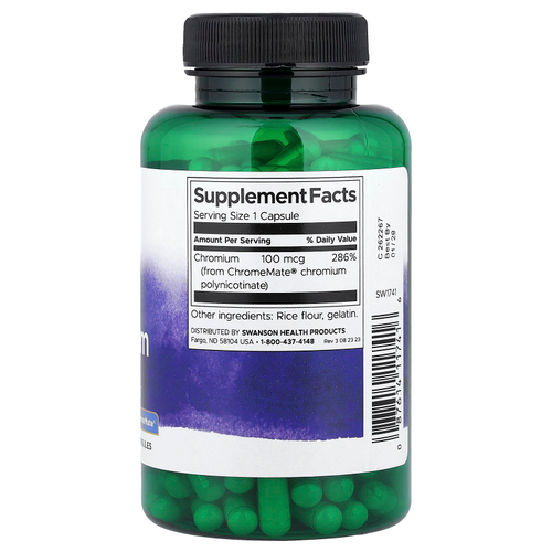 Swanson, GTF хром, 100 мкг, 200 капсул