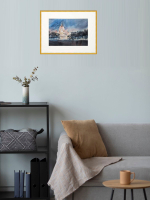 Картина авторская акварельная в паспарту 30х40 см на стену для интерьера "Осенняя ночь в Питере"