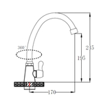 Смеситель для кухни, РМС, с кран-буксой, для одного типа воды, хром, SL79-269F-1