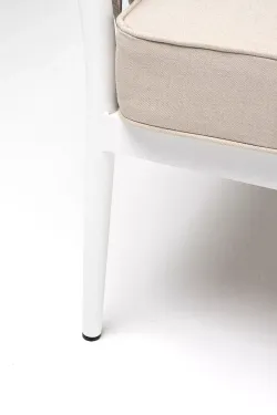 "Касабланка" диван 2-местный плетеный из роупа, каркас алюминий белый муар, роуп бежевый 20мм, ткань бежевая 035