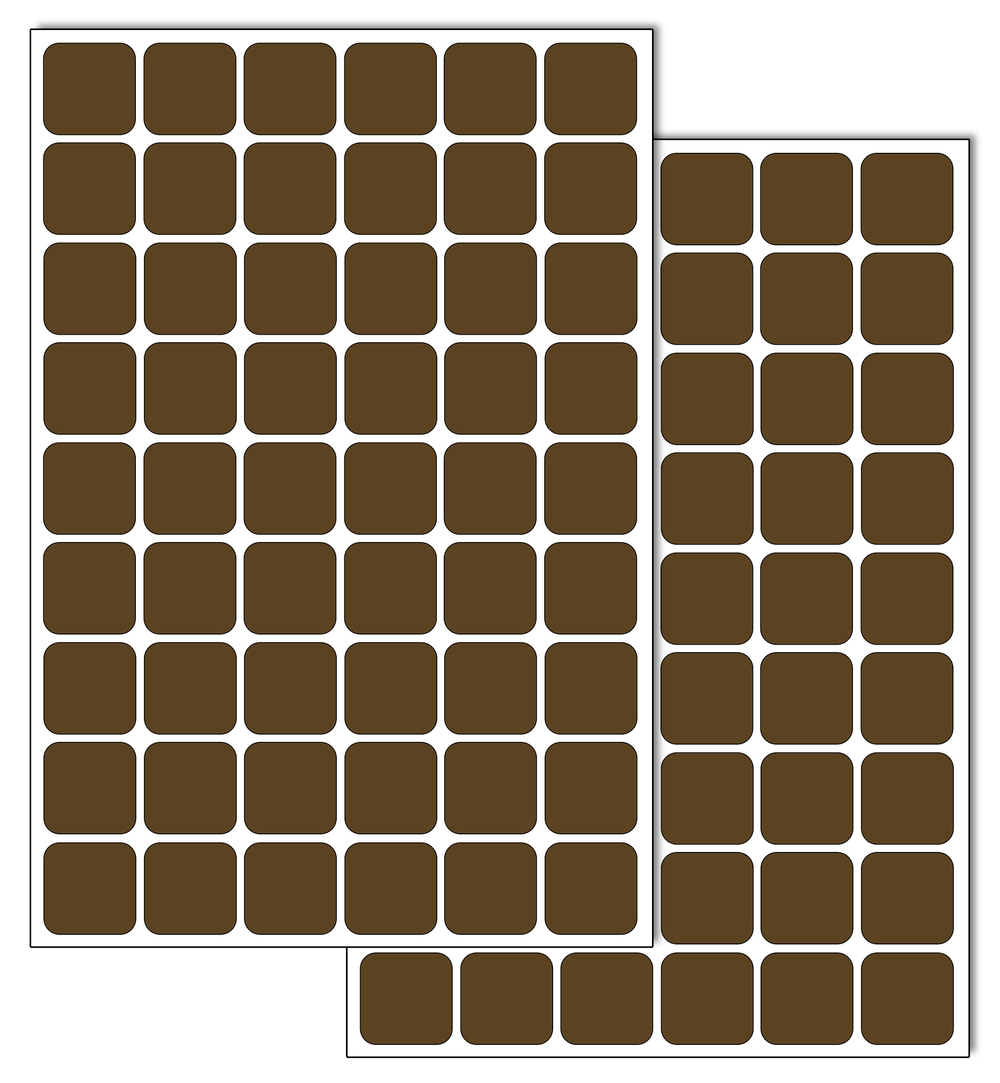 Коричневые виниловые наклейки для маркировки Policomprint М2, 20х20 мм.