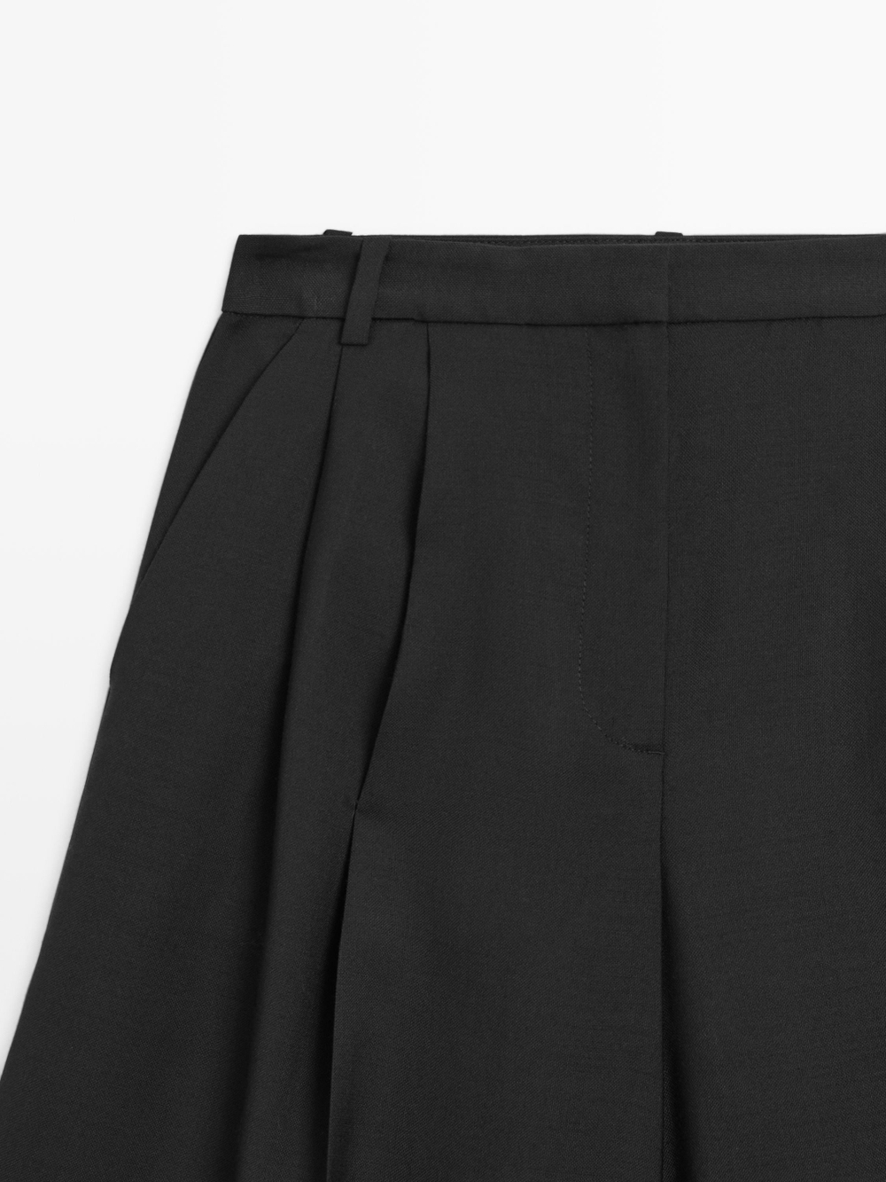 Massimo Dutti Длинные бермуды из 100% шерсти, черный