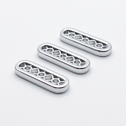 Коннектор-разделитель на 3 нити, цвет серебро (родий), размер 18*6 мм, цена за 1 шт