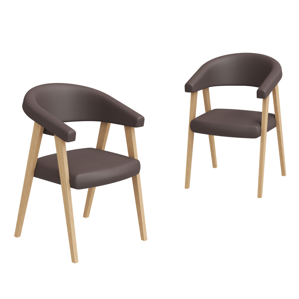 Стул кресло TEKHAS 2, цвет светлое дерево + ткань экокожа 154 шоколадная