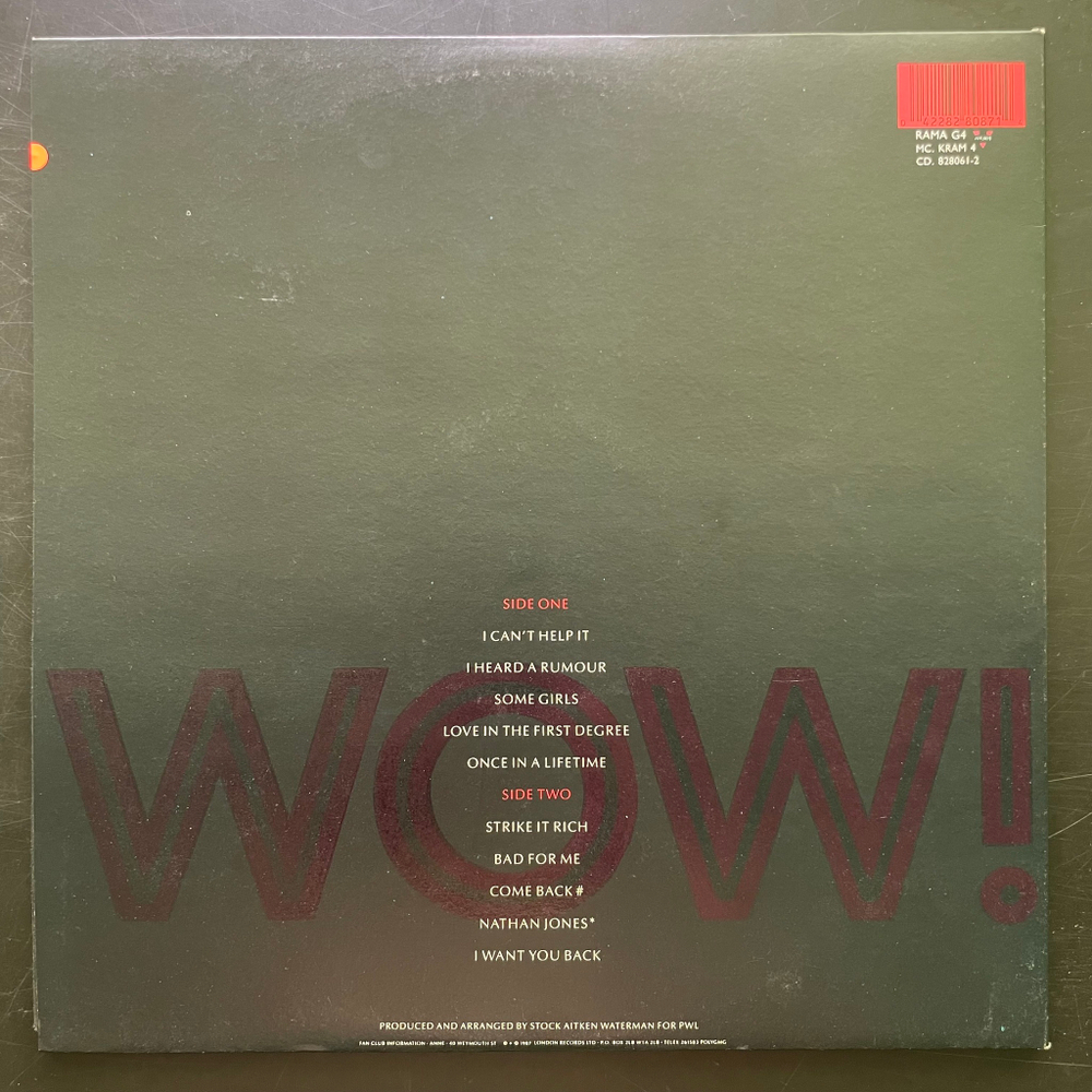 Bananarama ‎– Wow! 2LP (Англия 1988г.)