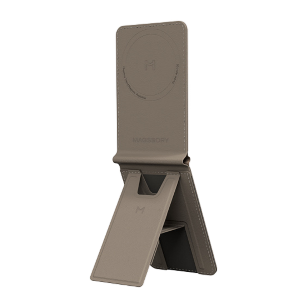 Кожаный чехол-бумажник MagSafe с подставкой Magssory Vlog Wallet Гибридный картхолдер-штатив из полиуретановой кожи. Вмещает до пяти карт