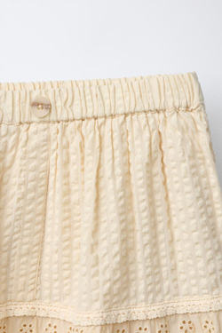 ZARA ДЛИННАЯ ЮБКА С ВЫШИВКОЙ ШИТЬЕ, ЦВЕТ СЛИВОЧНОГО МАСЛА