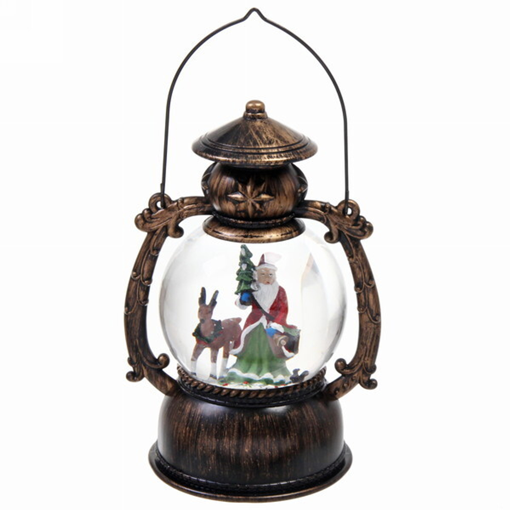 Сувенир с подсветкой Christmas «Лампа Дед Мороз с оленем» 20 см (без музыки)
