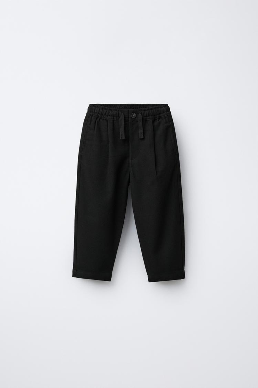 ZARA БРЮКИ ЧИНОС ИЗ МЯГКОЙ ТКАНИ, ЧЕРНЫЙ