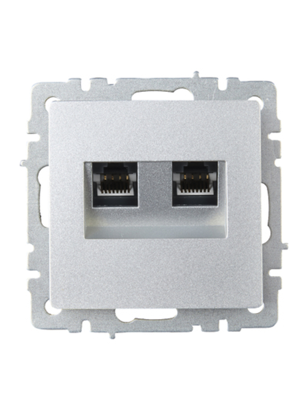 BRITE Розетка компьютерная двойная RJ45 кат.6 РК11-2-БрА алюминий IEK