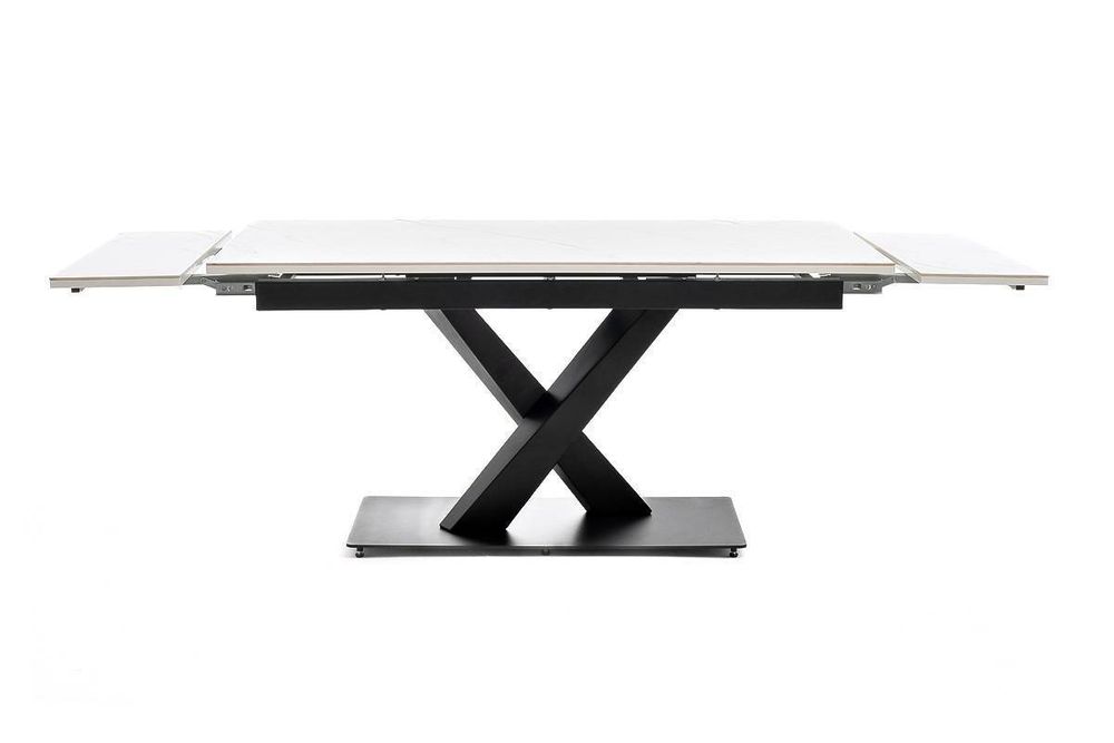 "Юпитер" стол интерьерный раздвижной обеденный из керамики, цвет белый глянцевый