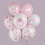 Шар (12''/30 см) Ура, Девочка!, Белый (200)/Розовый (433), пастель, 5 ст, 25 шт.