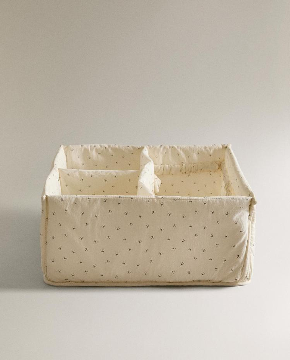 ZARA HOME ДЕТСКИЙ ХЛОПКОВЫЙ ОРГАНАЙЗЕР ДЛЯ ХРАНЕНИЯ С ЦВЕТОЧНЫМ ПРИНТОМ, ЗЕЛЕНЫЙ