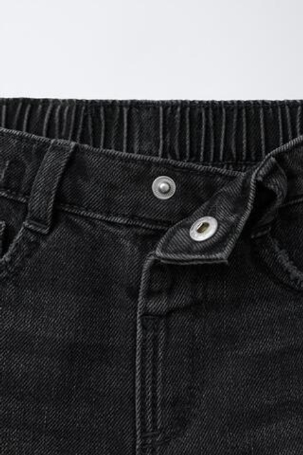 ZARA ДЖИНСОВЫЕ ШОРТЫ BAGGY С РАЗРЕЗАМИ, ЧЕРНЫЙ