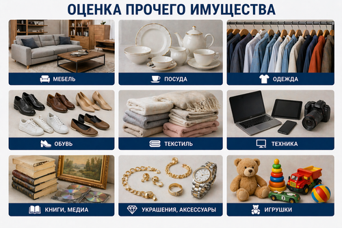 Оценка прочего имущества (мебель, посуда, одежда обувь, текстиль и пр.)