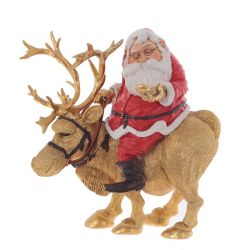 GAEM Фигурка декоративная "Дед Мороз на олене", L22 W15 H24 см
