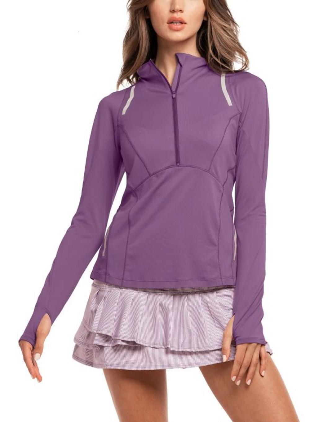Женская теннисная футболка (dł. Рукава) Lucky in Love Avant Garde 1.0 Architect 1/4 Zip Long Sleeve - Фиолетовый