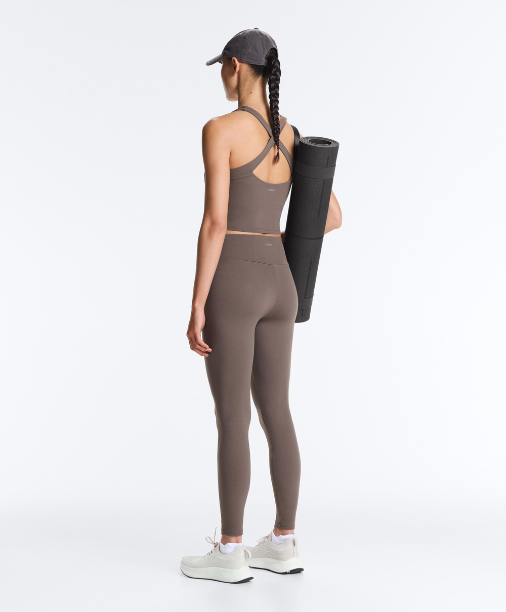 Oysho Топ-майка Comfortlux с перекрестными деталями, серо-коричневый