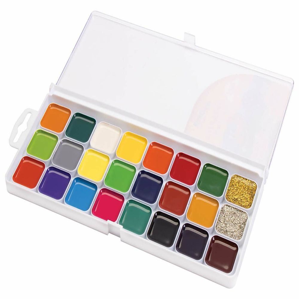 Краски акварельные ЮНЛАНДИЯ "ВЕСЕЛЫЙ ШМЕЛЬ", медовые, 22+2 цвета (золото + серебро), ВОЛШЕБНЫЕ, 191523