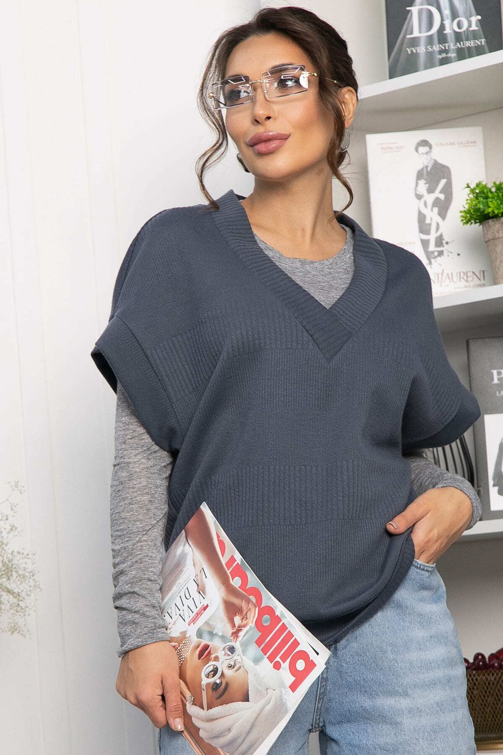 Костюм трикотажный Уютный шарм (серо-синий) К14251-5М LT Collection