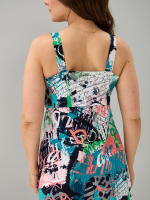 Платье П-015/бирюзаабстракция-надписи