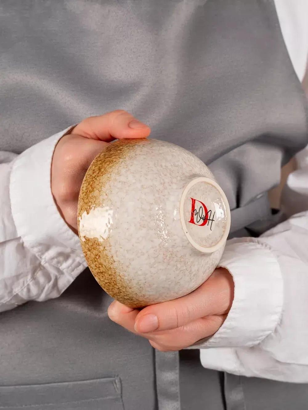 Набор посуды 2 тарелки 11,5 см пиала глубокая охра фарфор