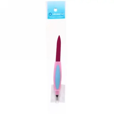 Пилка для ногтей металлическая в пакете «Ультрамарин - Забота», с триммером, цвет микс, 14см