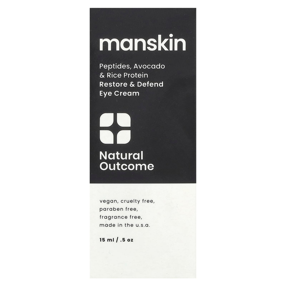 Natural Outcome, Manskin Restore & Defend, крем для кожи вокруг глаз, без отдушек, 15 мл (0,5 унции)