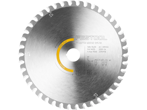 Диск пильный WOOD FINE CUT HW 168x1,8x20 WD42 FESTOOL 205765