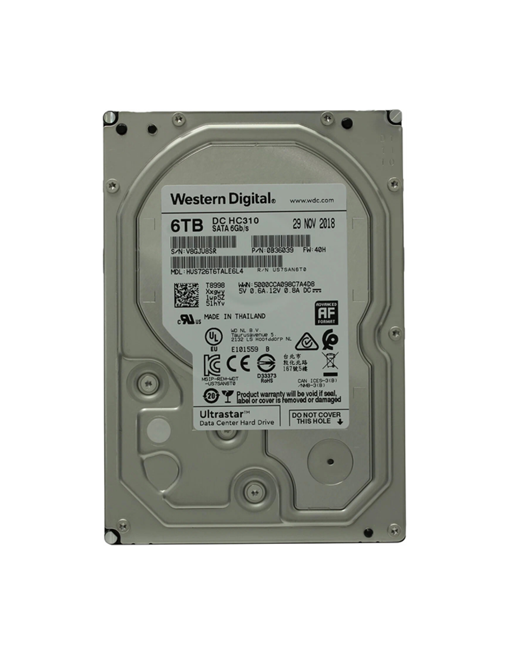Жесткий диск Western Digital Ultrastar DC HС310 HDD 3.5" SATA 6Tb, 7200rpm, 256MB buffer, 512e (0B36039), 1 year