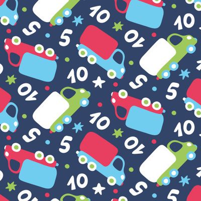 Buy kids fabric car trucks numbers dark blue