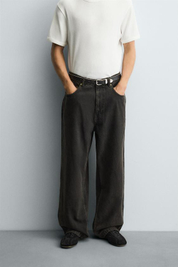 ZARA ДЖИНСЫ BAGGY FIT, КОРИЧНЕВЫЙ