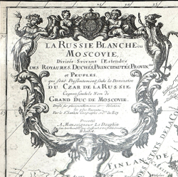 Карта. Белая Россия или Московия. La Russie Blanche ou Moscovie. 1685